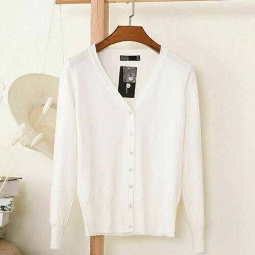 Womens Cardigan Long Sleeve Ladies Knitted Top Outwear Cardigans Plus Size 8-24 - Picture 24 of 39