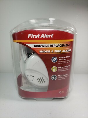 First Alert Smoke and Fire Alarm 9V Backup Fire Safety 120V AC Hardwired 