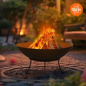 Braséro De Jardin Memphis Acier Noir - 100x30x30cm - Foyer Extérieur Avec Porte Et Cheminée