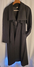 Vtg 90s Spiegal Virgin Black Wool  Shawl Cape Collar Long Overcoat Womens 14