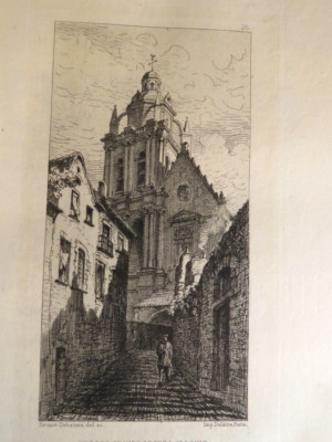 BRUNET-DEBAINES 1845-1939 GRAVUR EAU FORTE ORIGINAL KIRCHE BLOIS LOIR und CHER