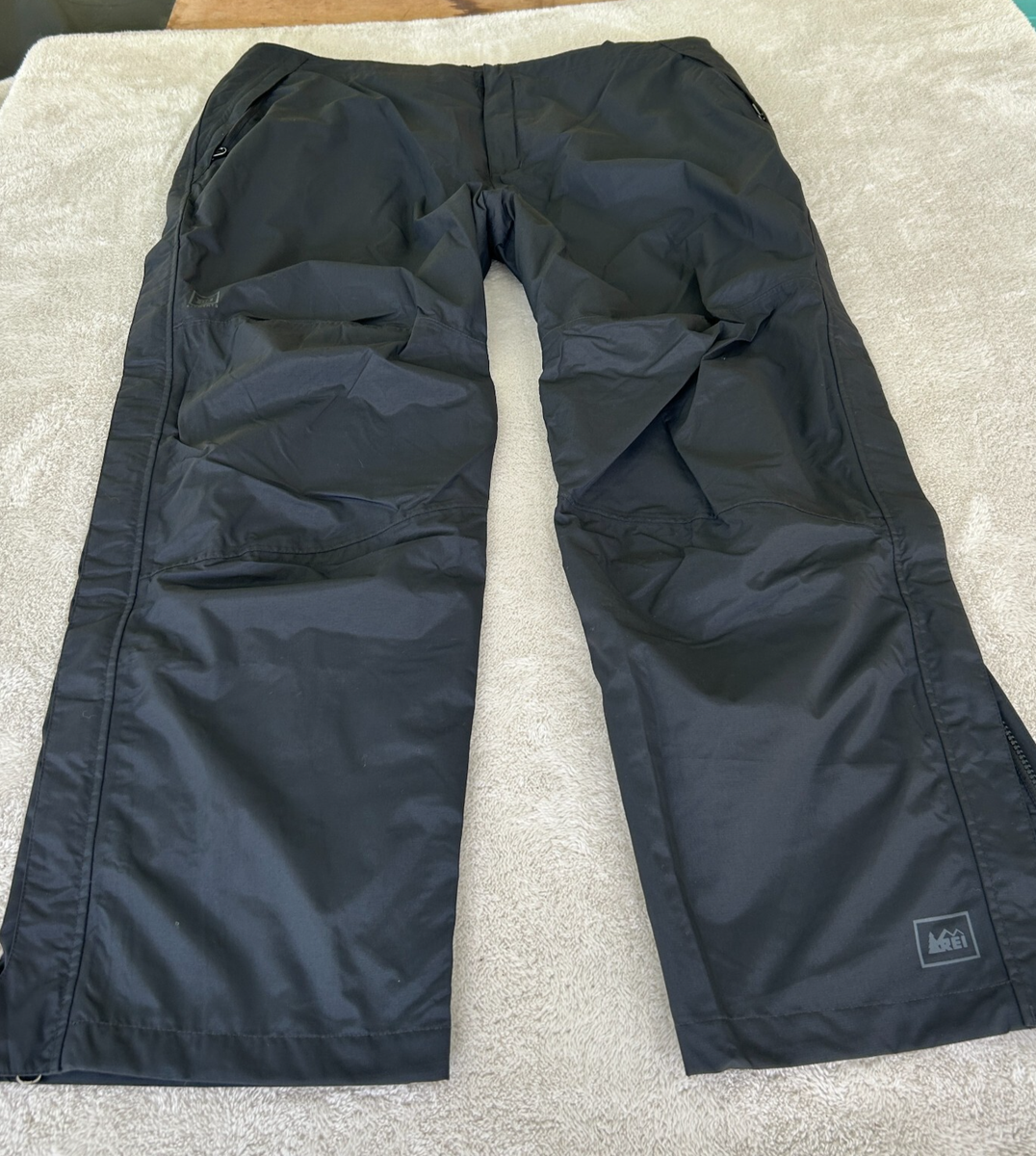 REI Full Zip Black Rain Ski Pants E1 Elements Mens XXL 30L Waist 42