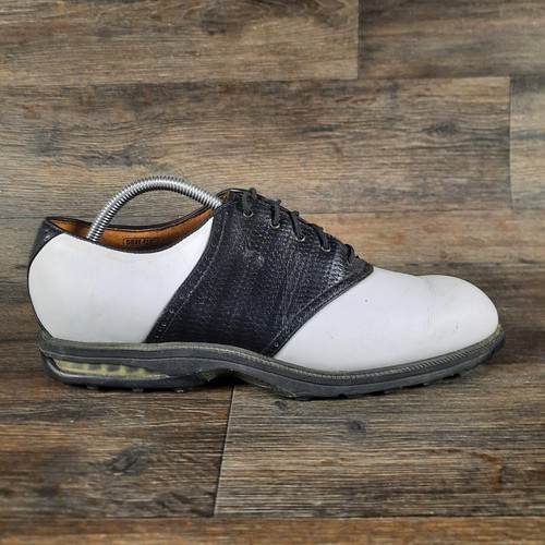 VINTAGE Nike Air Golf Mens Leather Oxford Shoes Size 11.5 White Black Lace Up - Picture 2 of 12