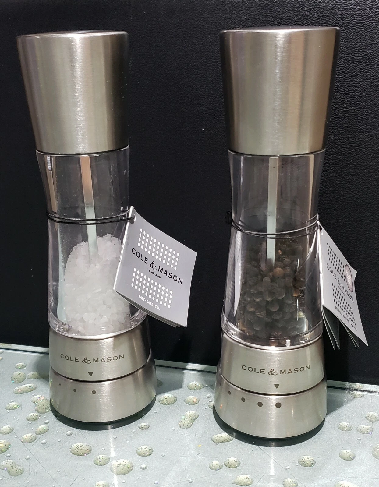 Cole & Mason Derwent Salt & Pepper Mill Grinder Adjustable Coarseness Set NEW