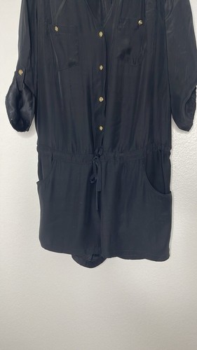 Amanda Uprichard 100% Silk Black Shorts Romper Size Large - Picture 3 of 9