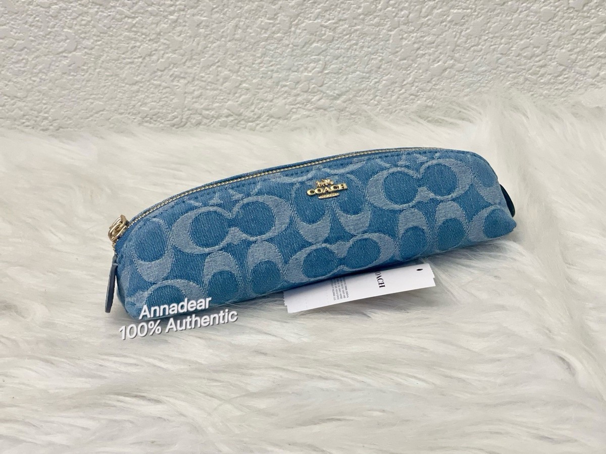 Coach Pencil Case In Signature Denim CDC10 NWT Color: IM/INDIGO | eBay