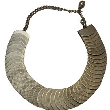 Vintage Monet Gold Tone Statement Collar Necklace Anchor Chain Asymmetrical