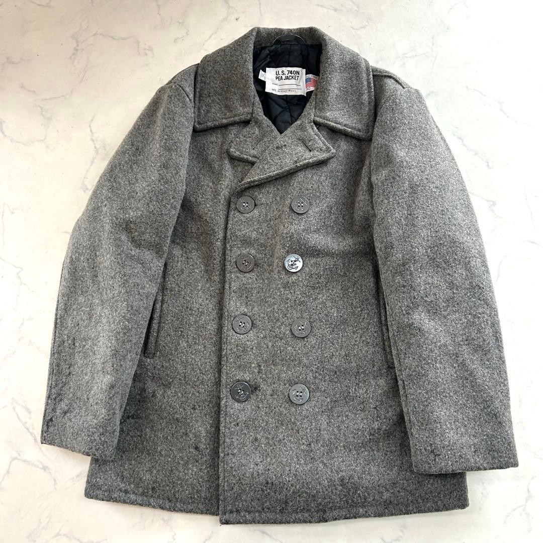 Schott 740 Melton Grey Pea Coat, Size 40 L | eBay
