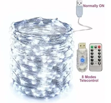 USB LED String Fairy Lights 8 Modes Remote Wire Waterproof Xmas Party Decore