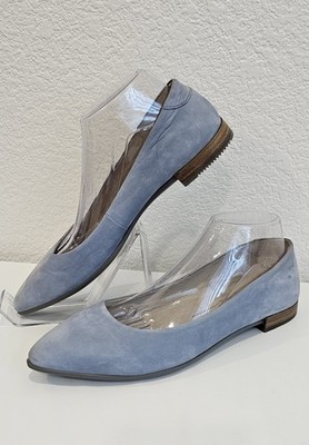 ECCO Women's Blue Nubuck Leather Pointed Ballerina Flat Size 40 EU, 9 US