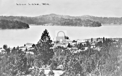 Birds Eye View Loon Lake Washington WA - Reprint