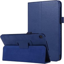 Premium Leather Folding Stand Cover Case for Galaxy Tab A 8.0 2019 - Dark Blue