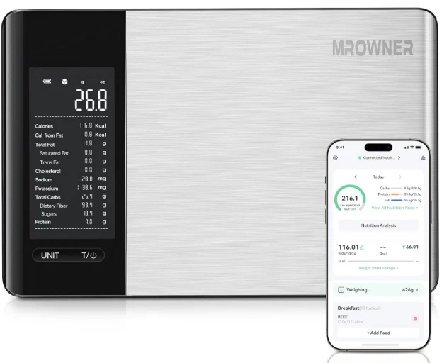 MrOwner Smart Food Kitchen Nutrition Scale with Nutritional Calculator, Free App
Opens in a new wind