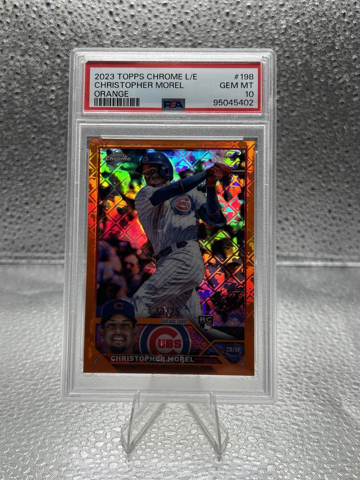 2023 Topps Chrome Christopher Morel Orange Logofractor Rookie /25 PSA 10 No. 198