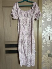 Cider Purple Floral Puff Sleeve Dress With Slit Size Xl