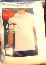 NIP Hanes LG Comfort Blend Tagless 4 Pack Slim T shirts Undershirt White 15763