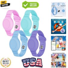 4 Pack Waterproof Bracelet for AirTag Kids, Hidden Silicone Wristband for Air...