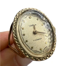 Rare 1970s Soviet Chaika Ring Watch Gold-Plated 17 Jewels Mechanical Size 7 Gift