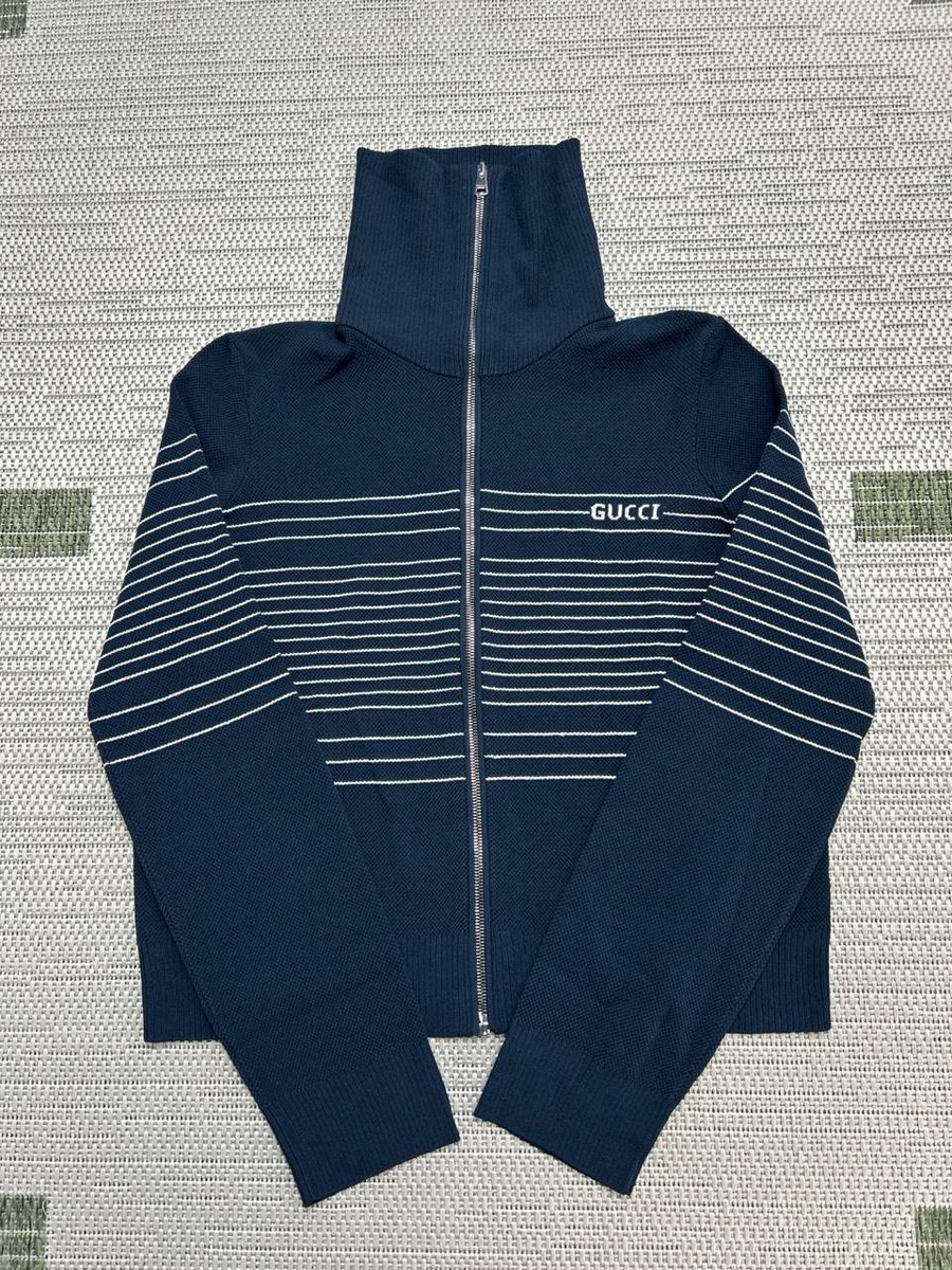 Gucci Sweater Womens Large Blue Knit Full Zip | eBay
