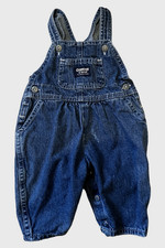 Vintage Girls Oshkosh b'gosh Baby Bib Overalls Blue Denim Size Medium 6 Months