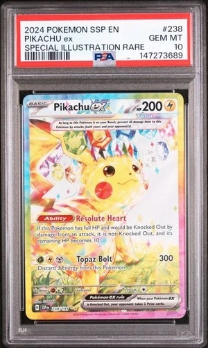 PSA 10 Pikachu EX 238/191 Pokemon Surging Sparks Special Illustration Rare Card