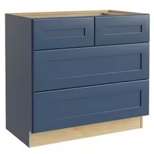 4 Drawer Base Kitchen Cabinet in Newport Mythic Blue Drawers- Home Decorators