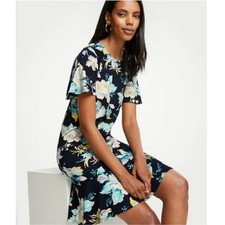 Ann Taylor Floral Flutter Sleeve Dress