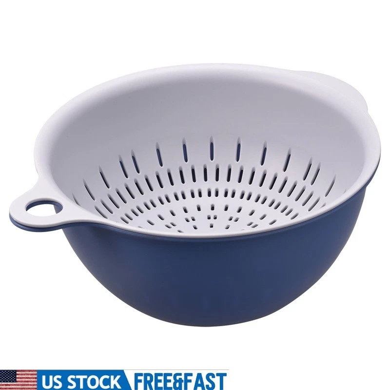 Double Layer Colander W/ Handles Drainer Basket Washing Fruits Vegetables New