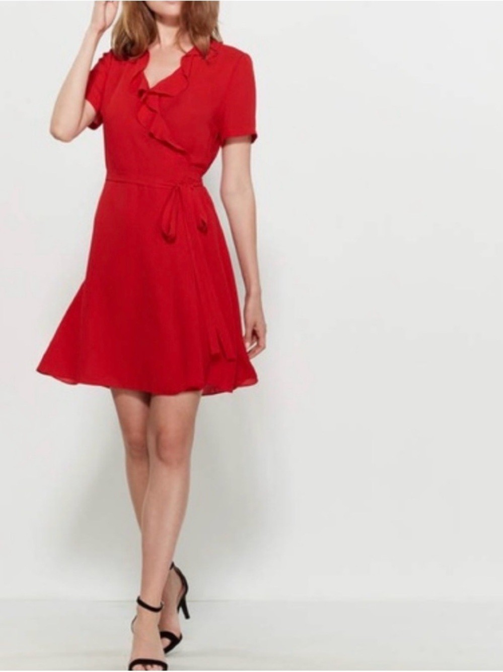 Diane Von Furstenberg Savilla Red Ruffle Wrap Mini Dress NWT Sz P (XS/0)
