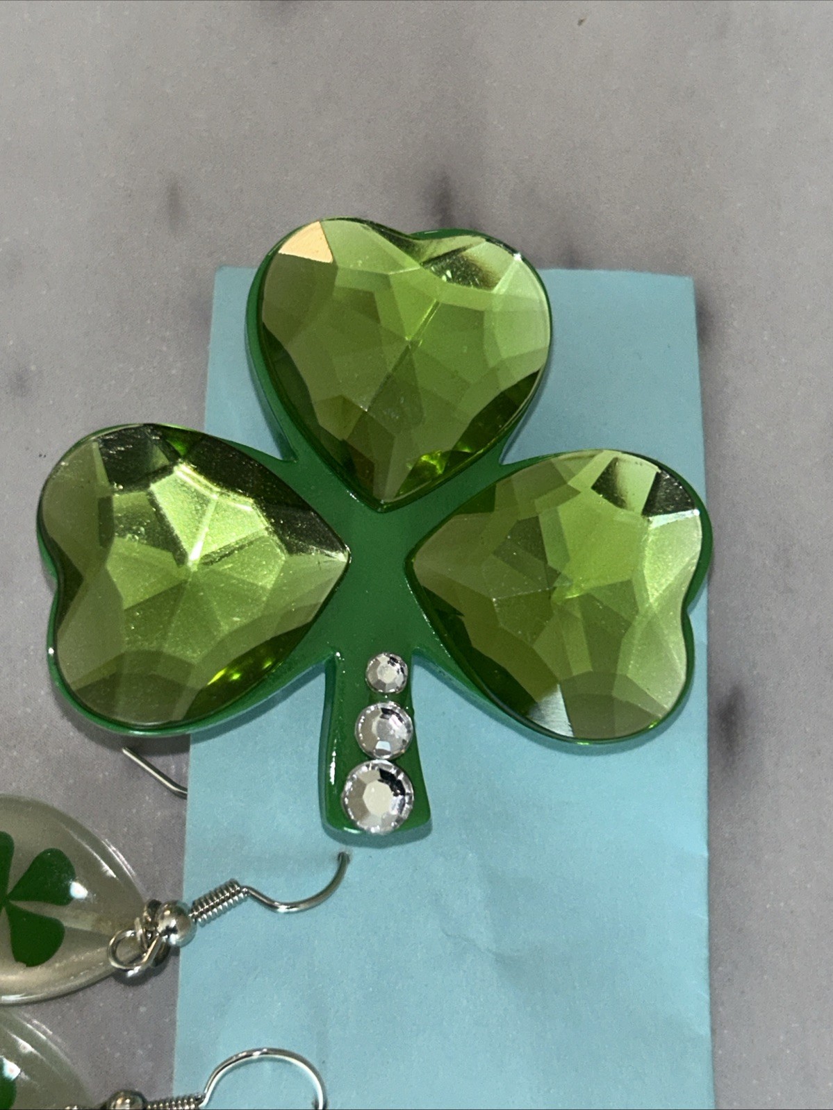 Four-Leaf Clover Earrings And 3 Leaf Pin  St. Patrick's Day Theme