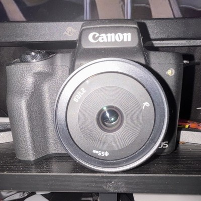 Canon EOS M50 Mark II 24.1MP Black Mirrorless + 22mm f/2 Lens, LP-E12, Bag