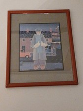 Peter Heard Man Holding Pigeons Framed Print Vintage (A4)