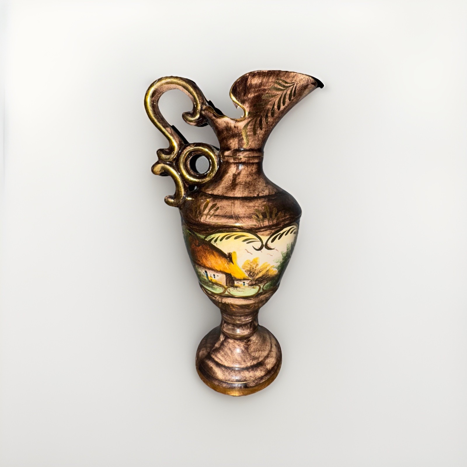 VINTAGE CERAMIC H. BEQUET QUAREGNON HAND PAINTED VASE MADE IN BELGIUM Numbered