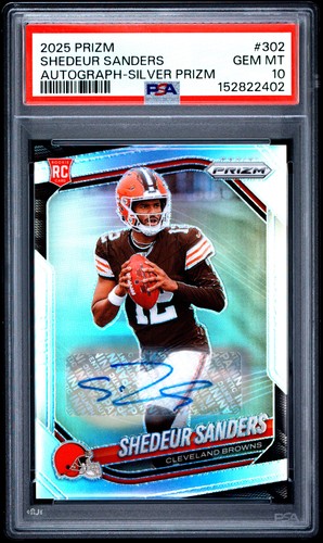 2025 Panini Prizm #302 Shedeur Sanders Autograph-Silver Prizm PSA 10