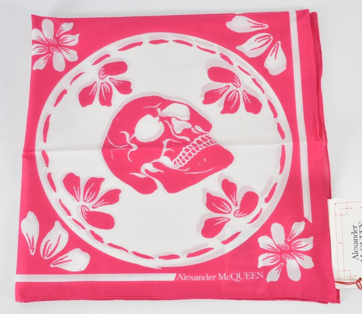 New Alexander McQueen Pink White PORCELAIN SKULL Floral Cotton