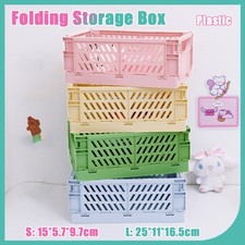 Collapsible Crate Plastic Folding Storage Box S/L Stackable Basket Home Kitchen