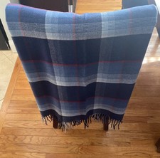 Pendleton Home Collection Blue Tartan Plaid Throw blanket wool 70x57 EUC