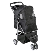 VIVO Black 3 Wheel Pet Stroller for Dog, Cat and More Foldable Carrier 