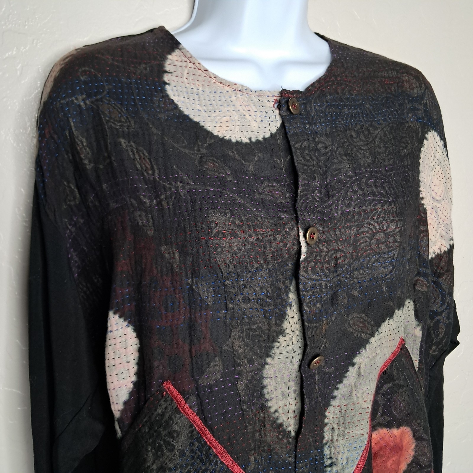 Meiko Mintz Patchwork Kantha Reversible Long Slee… - image 2