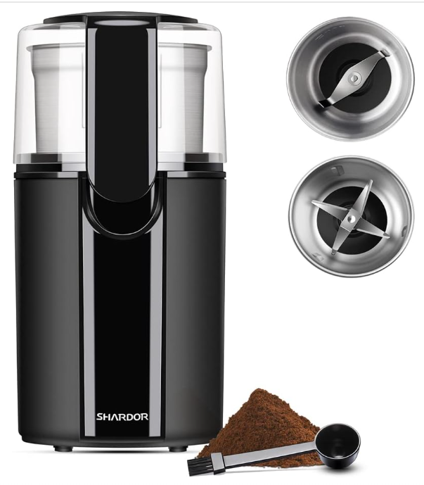 Coffee Grinder Electric, Spice Herb Grinder w/ 2 Removable Stainless Steel Bowls