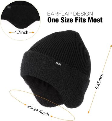 Wmcaps Winter Fleece Line Beanie Hats with Earflap for Men