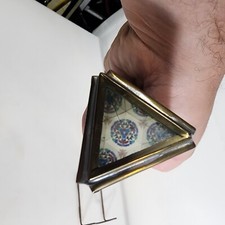 Vintage Burgundy Stained Glass & Brass Kaleidoscope w/Stand