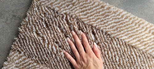 Lawrence Taupe-Beige WC-Vorleger m. Ausschnitt 55x55cm Florhöhe:Hoch-Tief-Effekt - Bild 6 von 6