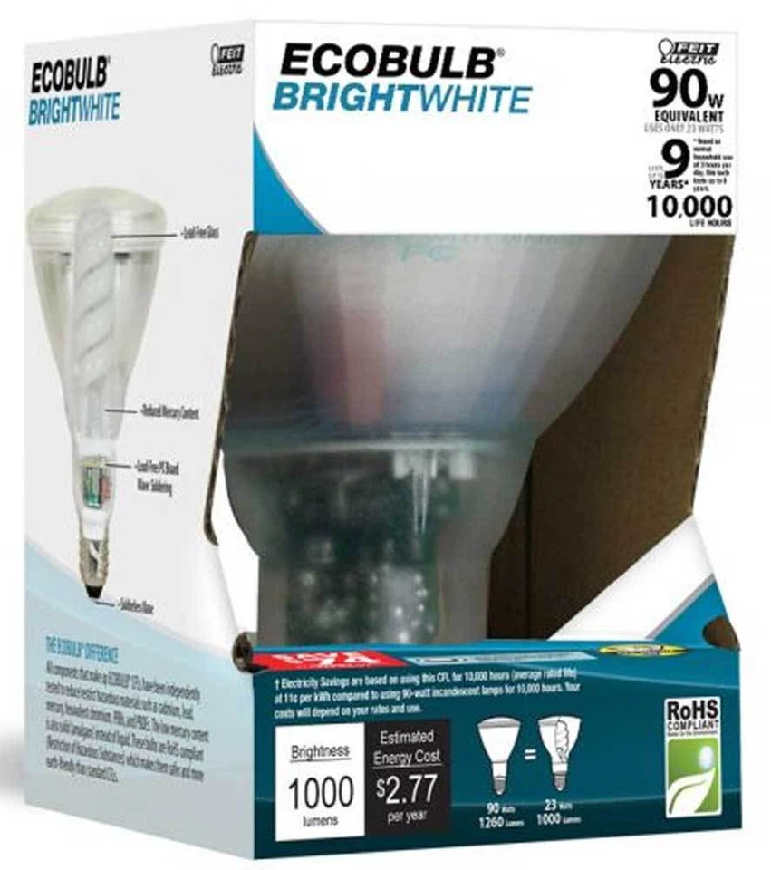 (12 LOT) Feit ECOBulb Plus 23W / 90W 120V PAR38 Bright White CFL ESLQ23PAR38 - Image 2 of 2