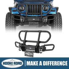 Hooke Road Steel Tubular Front Bumper w/Grill Guard for 1987-2006 Jeep Wrangler