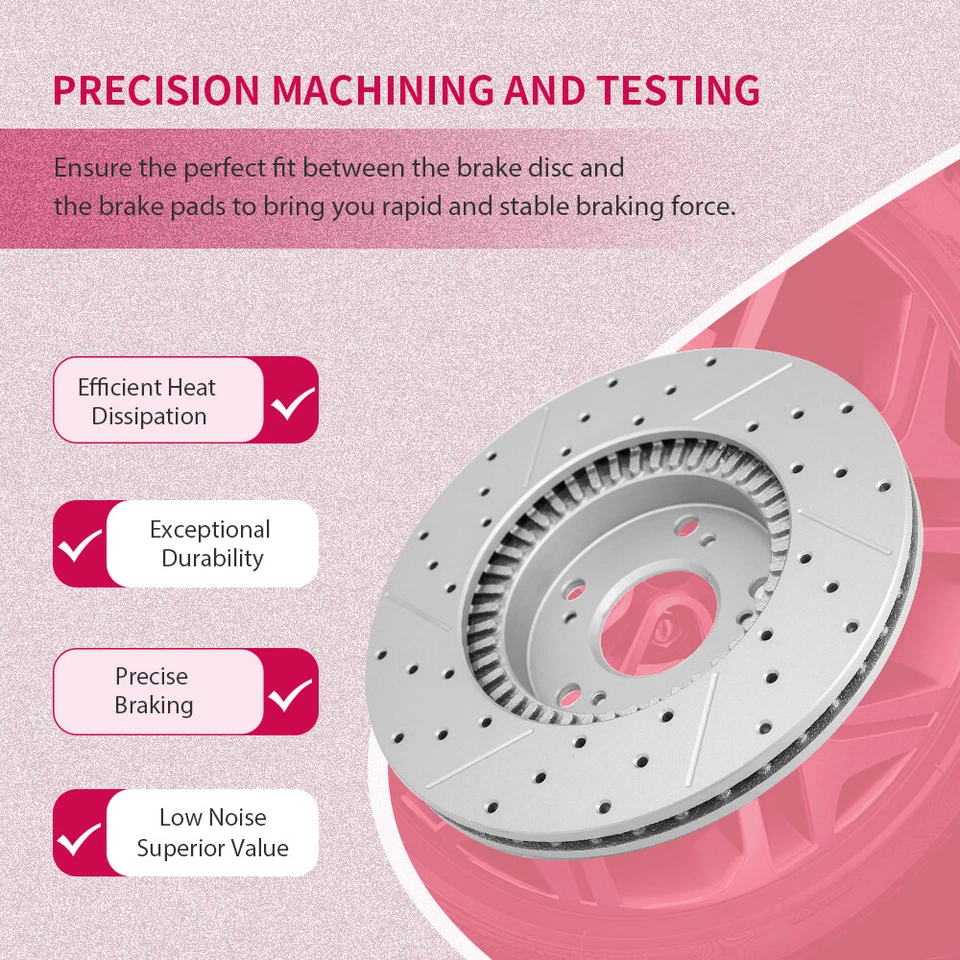 For 2009 2010- 2014 Acura TL 4x Front & Rear Drilled Disc Brake Rotors Set - Image 3 of 4