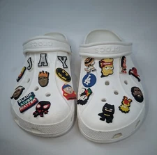 Crocs Classic Unisex Size M9/W11 Clogs White Rubber Black Lives Matter Sandals