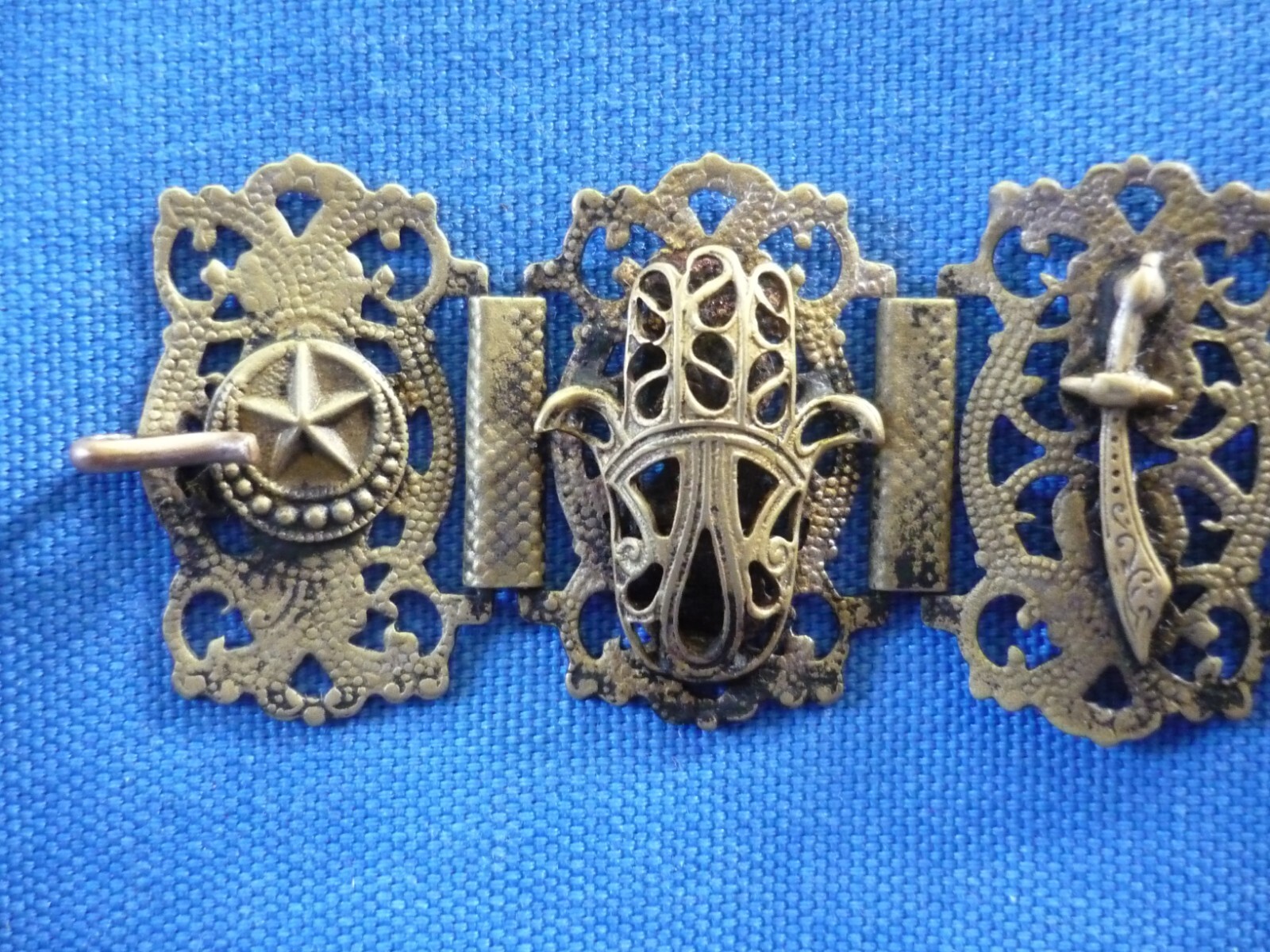 Vintage Middle Eastern Bracelet- Hinged Panels-El… - image 7