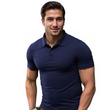COUVER Men's Short Sleeve Cotton Slim Polo Shirt, 1 Piece