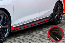 Seitenschweller mit Wing vorne + hinten aus ABS für Hyundai I20 N Schwarz Glanz